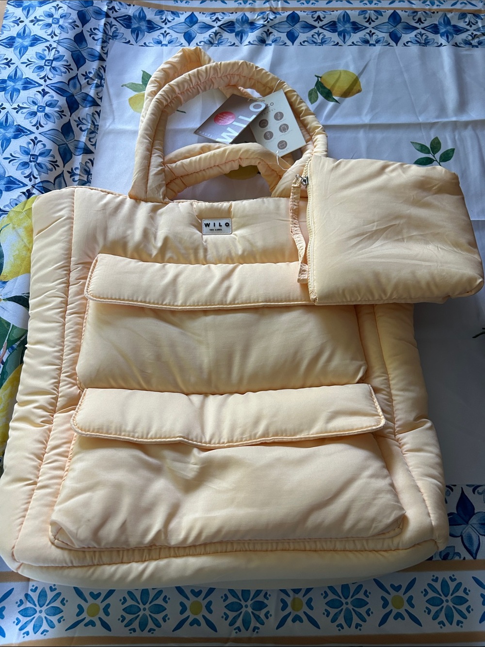 Willow Quilted Travel Tote in Butter Yellow NWT